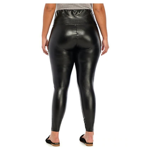 Wonderly Plus Size Faux Leather High Rise Leggings - Picture 2 of 4